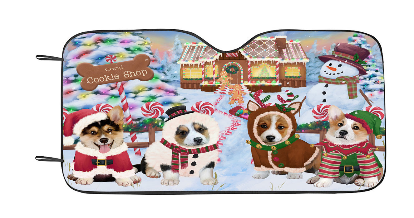 Holiday Gingerbread Cookie Corgi Dogs Car Sun Shade