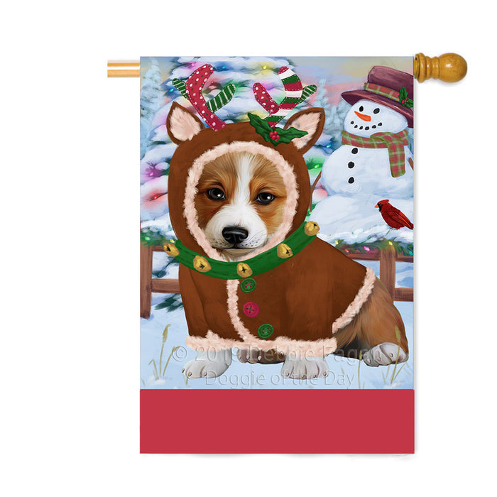 Personalized Gingerbread Candyfest Corgi Dog Custom House Flag FLG63806