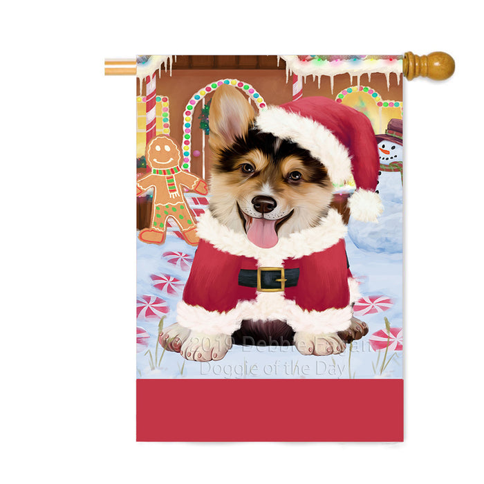 Personalized Gingerbread Candyfest Corgi Dog Custom House Flag FLG63807
