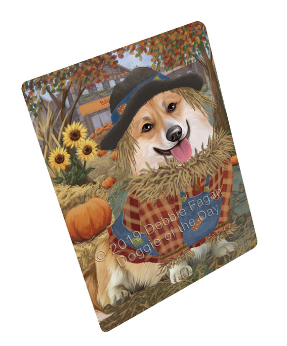 Halloween 'Round Town And Fall Pumpkin Scarecrow Both Corgi Dogs Large Refrigerator / Dishwasher Magnet RMAG104748