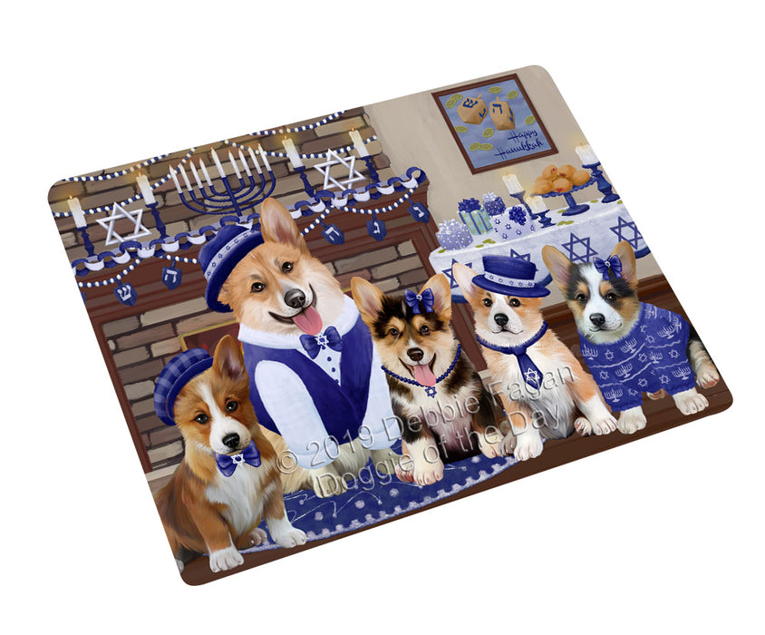 Happy Hanukkah Family and Happy Hanukkah Both Corgi Dogs Large Refrigerator / Dishwasher Magnet RMAG105450