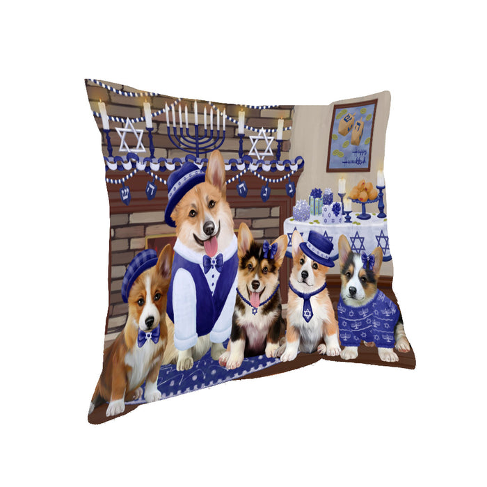Happy Hanukkah Family and Happy Hanukkah Both Corgi Dogs Pillow PIL82856