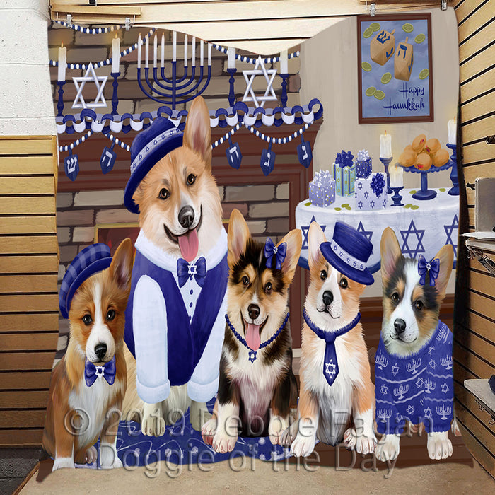 Happy Hanukkah Family and Happy Hanukkah Both Corgi Dogs Quilt