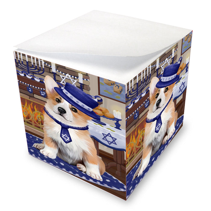 Happy Hanukkah Family Corgi Dogs note cube NOC-DOTD-A56698