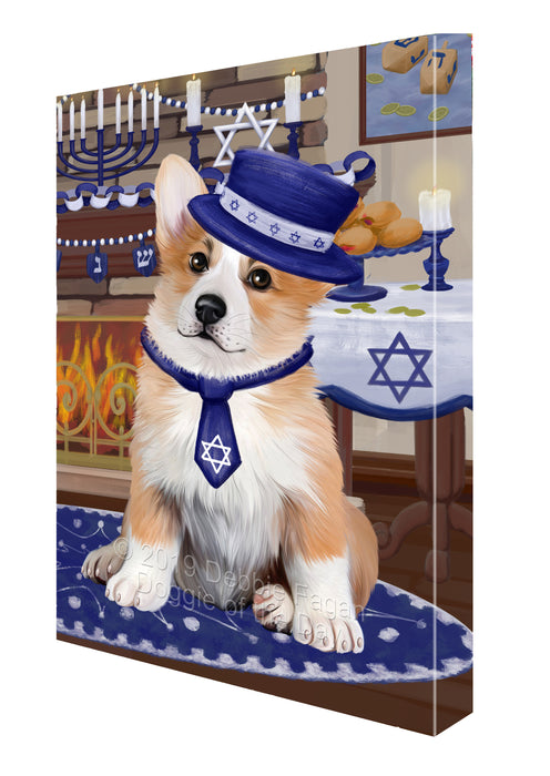 Happy Hanukkah Family and Happy Hanukkah Both Corgi Dog Canvas Print Wall Art Décor CVS140615