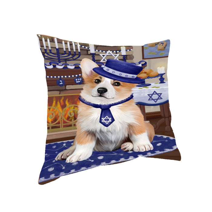 Happy Hanukkah Family and Happy Hanukkah Both Corgi Dog Pillow PIL83080