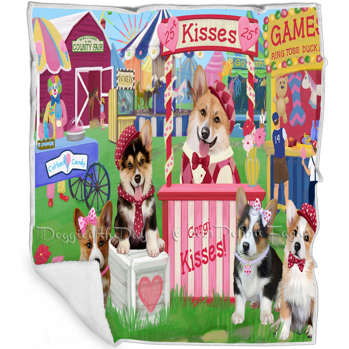 Carnival Kissing Booth Corgis Dog Blanket BLNKT121899