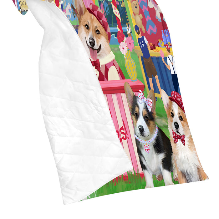 Carnival Kissing Booth Corgi Dogs Quilt