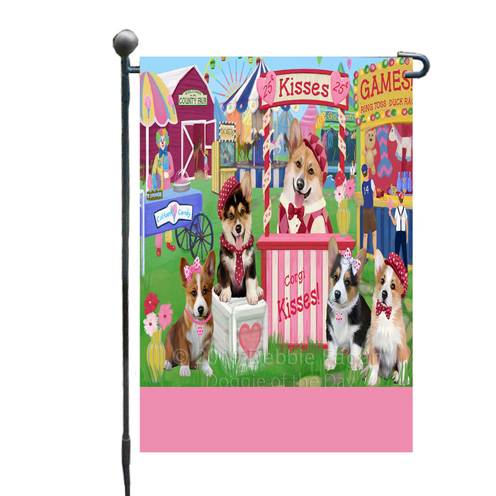 Personalized Carnival Kissing Booth Corgi Dogs Custom Garden Flag GFLG64278