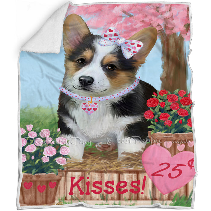Rosie 25 Cent Kisses Corgi Dog Blanket BLNKT122097