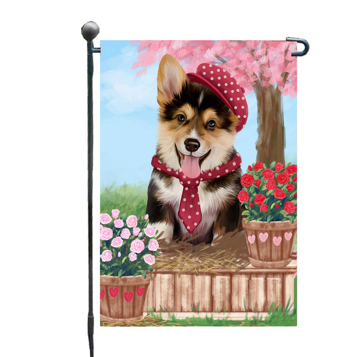 Personalized Rosie 25 Cent Kisses Corgi Dog Custom Garden Flag GFLG64703
