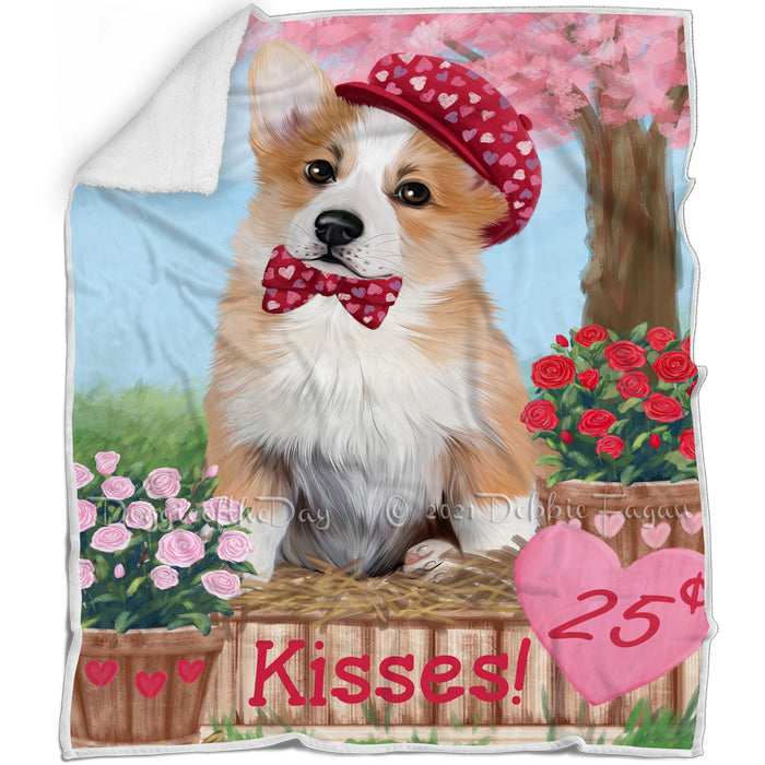 Rosie 25 Cent Kisses Corgi Dog Blanket BLNKT122115