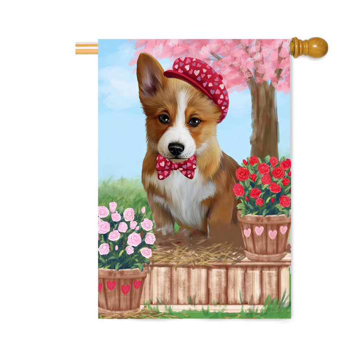 Personalized Rosie 25 Cent Kisses Corgi Dog Custom House Flag FLG64853
