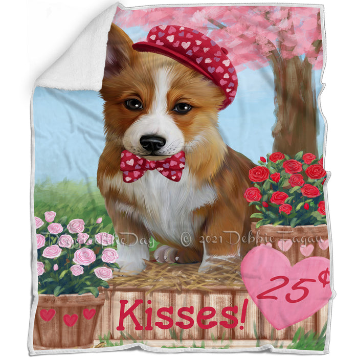 Rosie 25 Cent Kisses Corgi Dog Blanket BLNKT122124