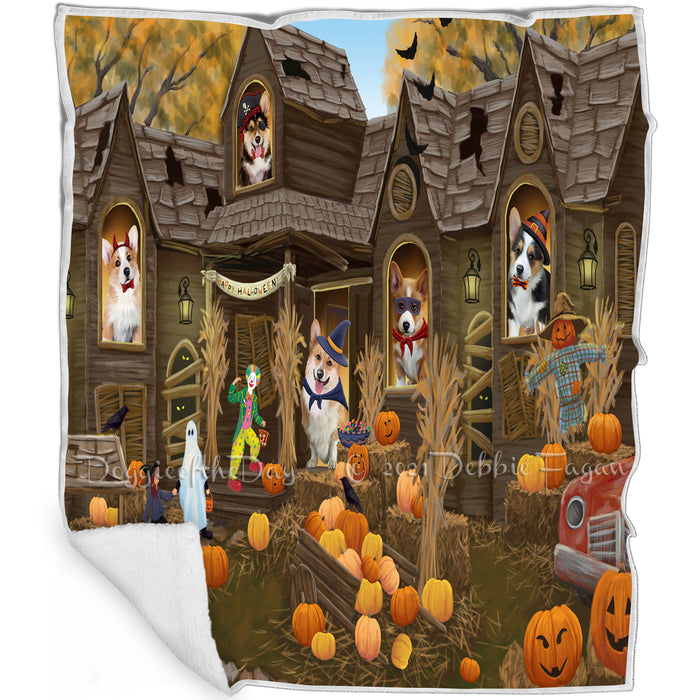 Haunted House Halloween Trick or Treat Corgis Dog Blanket BLNKT93099