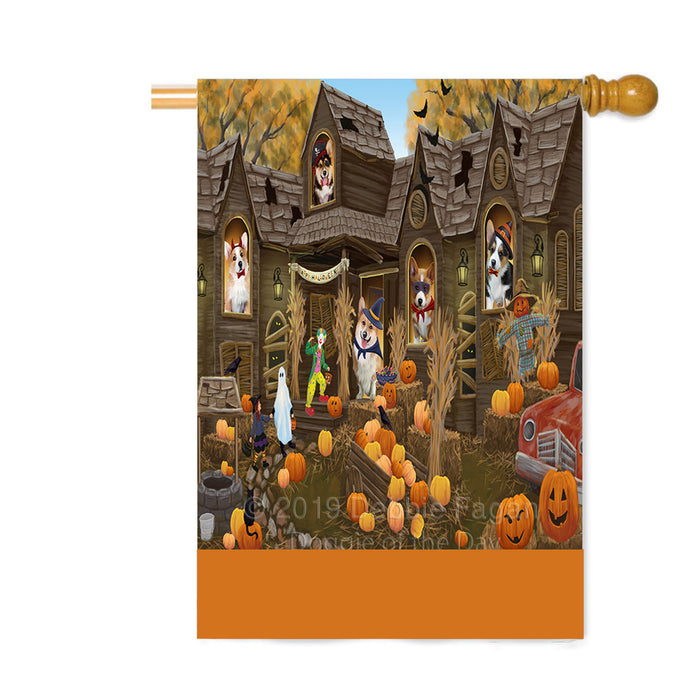 Personalized Haunted House Trick or Treat Halloween Corgi Dogs Custom House Flag FLG-DOTD-A59619
