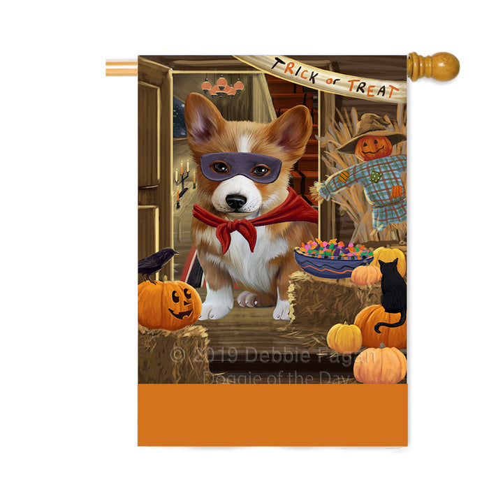 Personalized Enter at Own Risk Trick or Treat Halloween Corgi Dog Custom House Flag FLG-DOTD-A59620