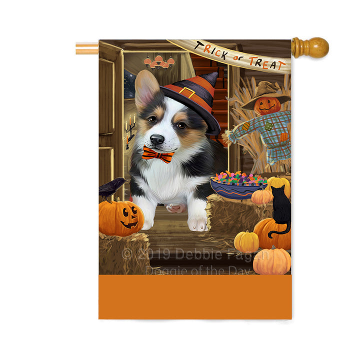 Personalized Enter at Own Risk Trick or Treat Halloween Corgi Dog Custom House Flag FLG-DOTD-A59622