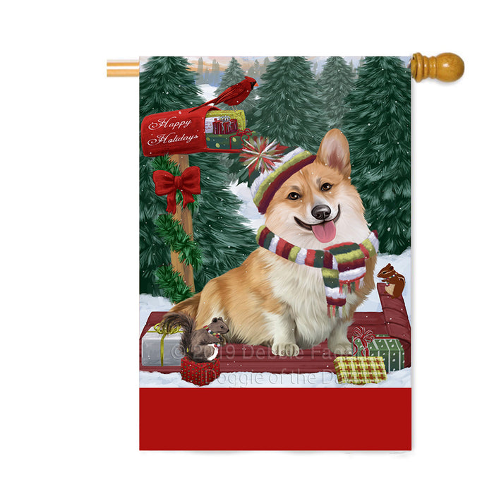 Personalized Merry Christmas Woodland Sled Corgi Dog Custom House Flag FLG-DOTD-A61627