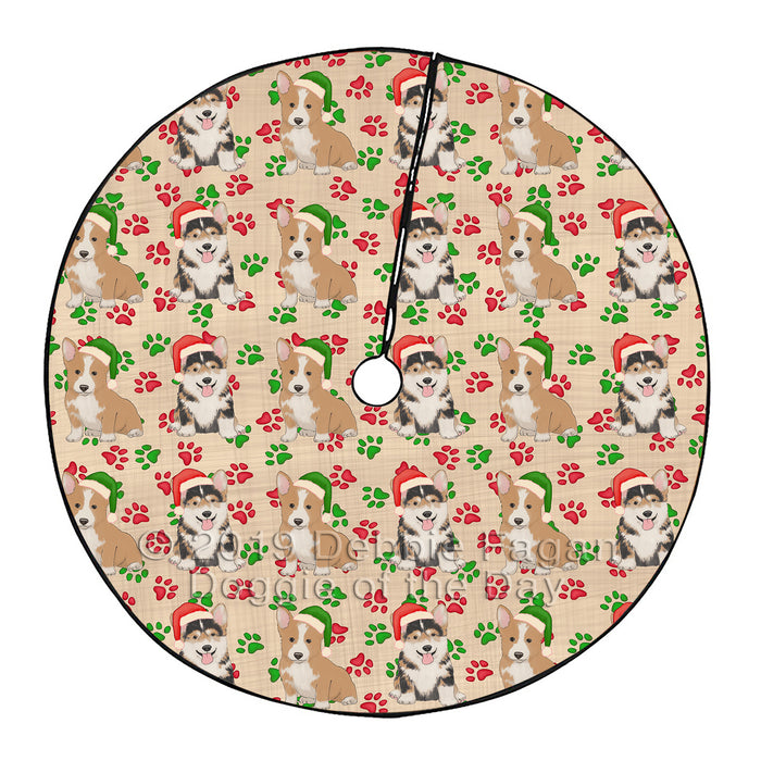 Christmas Paw Print Cocker Spaniel Dogs Tree Skirt