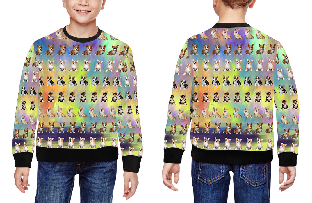Paradise Wave Corgi Dogs All Over Print Crewneck Kids Sweatshirt