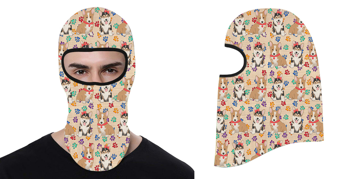 Rainbow Paw Print Corgi Dogs All Over Print Balaclava Ski Mask SM48148