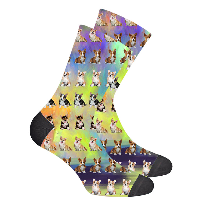 Paradise Wave Corgi Dogs Men's Socks