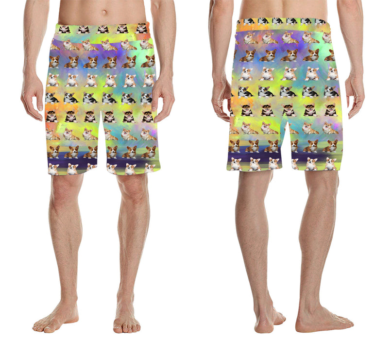 Paradise Wave Corgi Dogs All Over Print Men's Casual Shorts