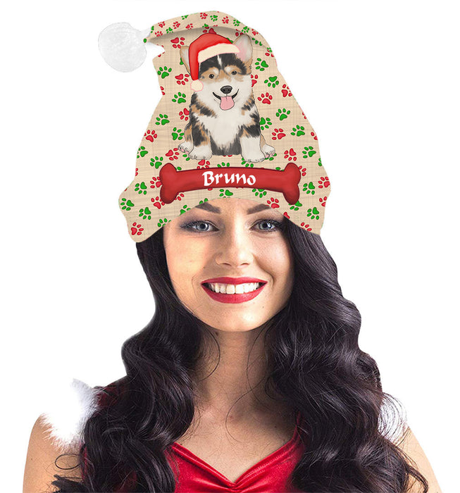 Pet Name Personalized Christmas Paw Print Cocker Spaniel Dogs Santa Hat