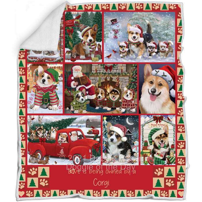 Love is Being Owned Christmas Corgi Dogs Blanket BLNKT143463
