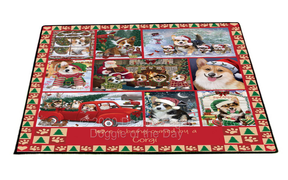 Love is Being Owned Christmas Corgi Dogs Floormat FLMS54838