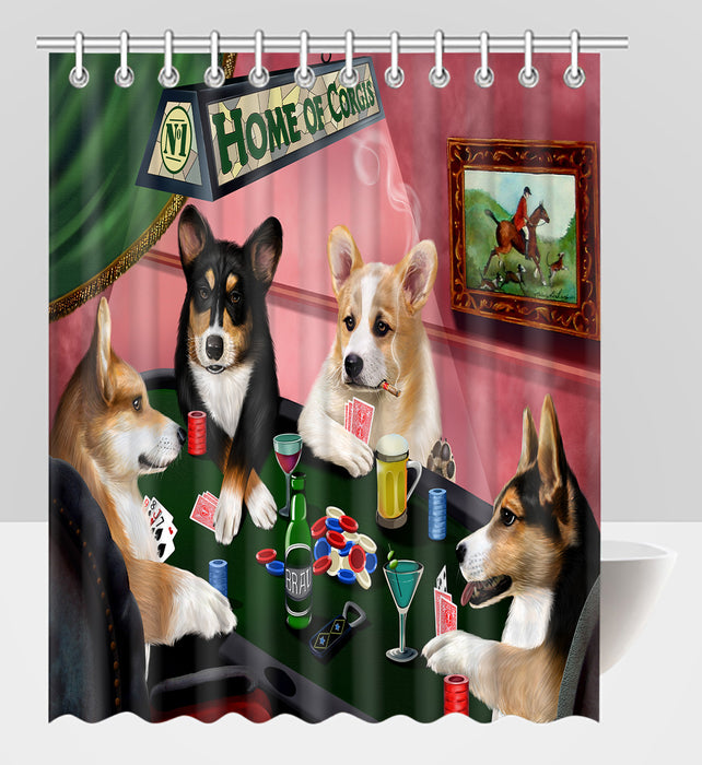 Home of  Corgi Dogs Playing Poker Shower Curtain