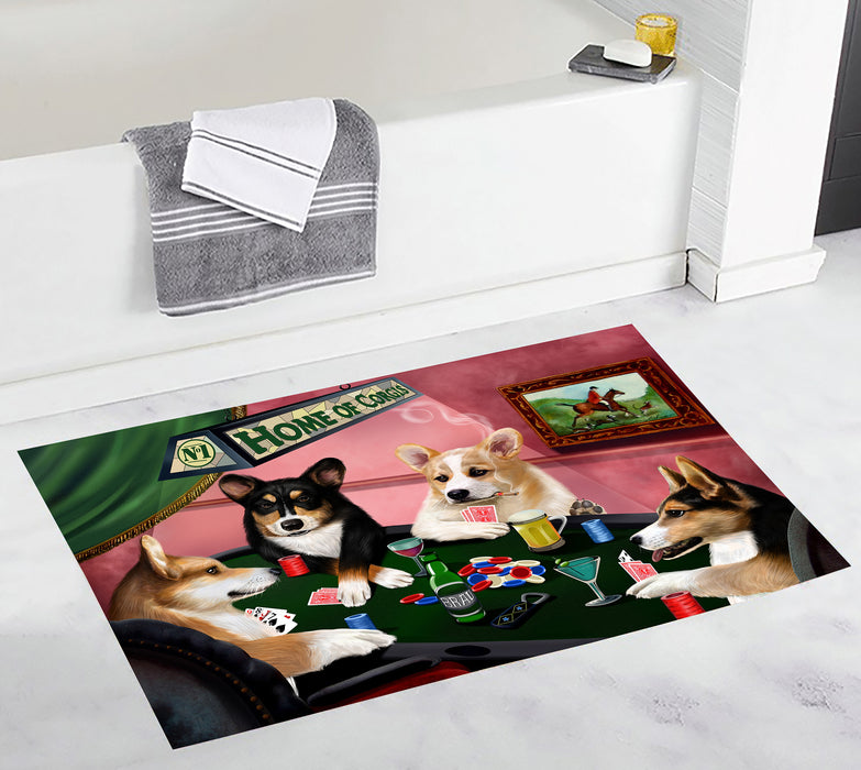 Home of  Corgi Dogs Playing Poker Bath Mat