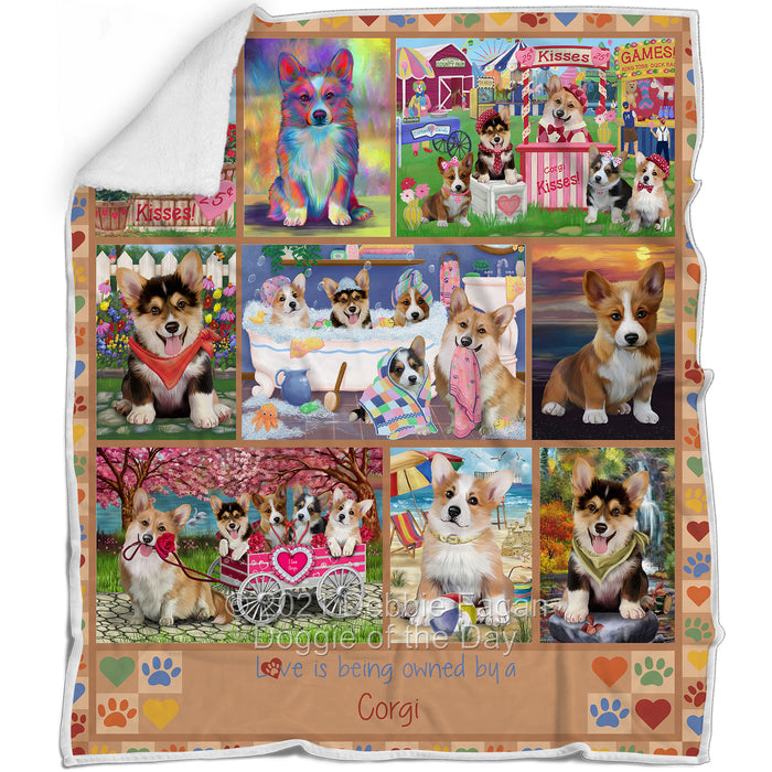 Love is Being Owned Corgi Dog Beige Blanket BLNKT137370