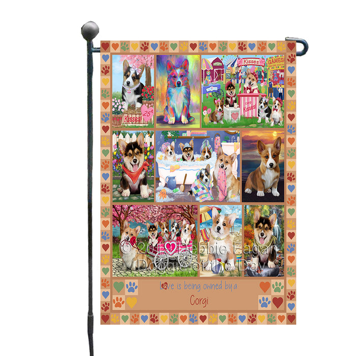 Love is Being Owned Corgi Dog Beige Garden Flag GFLG65421