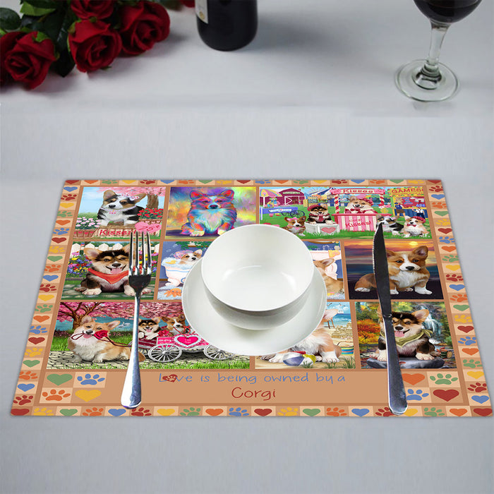Love is Being Owned Corgi Dog Beige Placemat