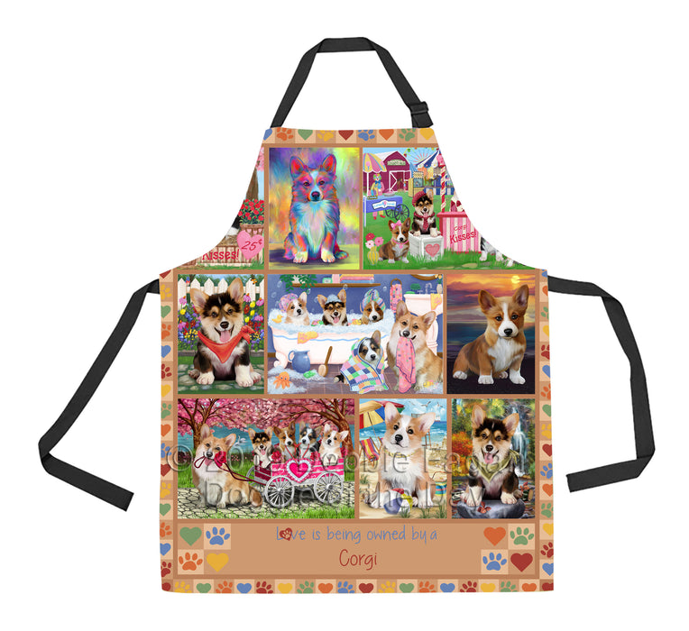 Love is Being Owned Corgi Dog Beige Apron
