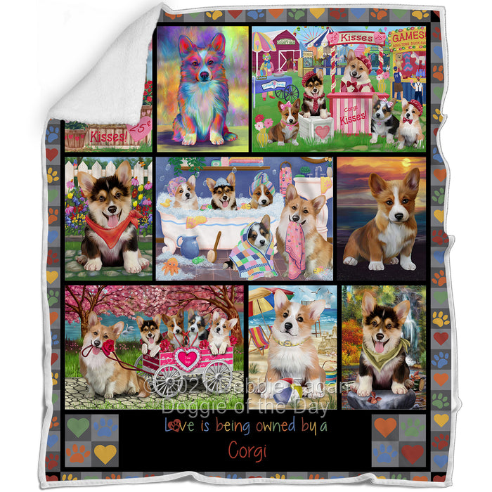 Love is Being Owned Corgi Dog Grey Blanket BLNKT137379