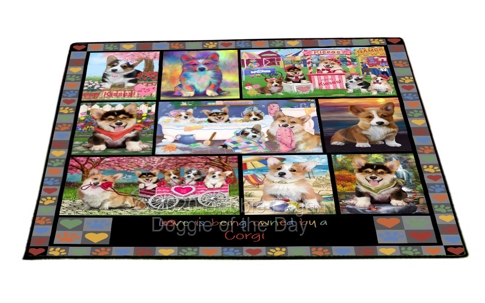 Love is Being Owned Corgi Dog Grey Floormat FLMS55312