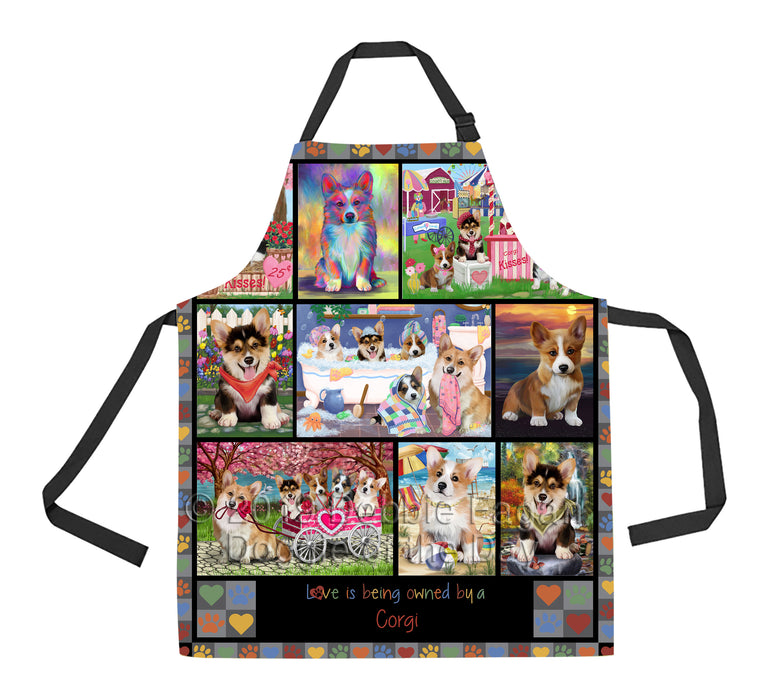Love is Being Owned Corgi Dog Grey Apron