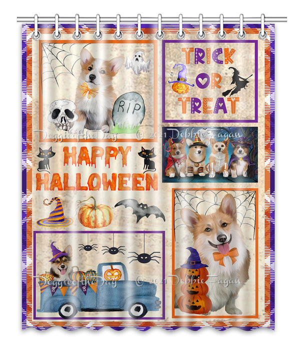 Happy Halloween Trick or Treat Corgi Dogs Shower Curtain Bathroom Accessories Decor Bath Tub Screens