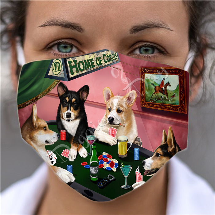 Home of Corgi Dogs Playing Poker Face Mask FM49786