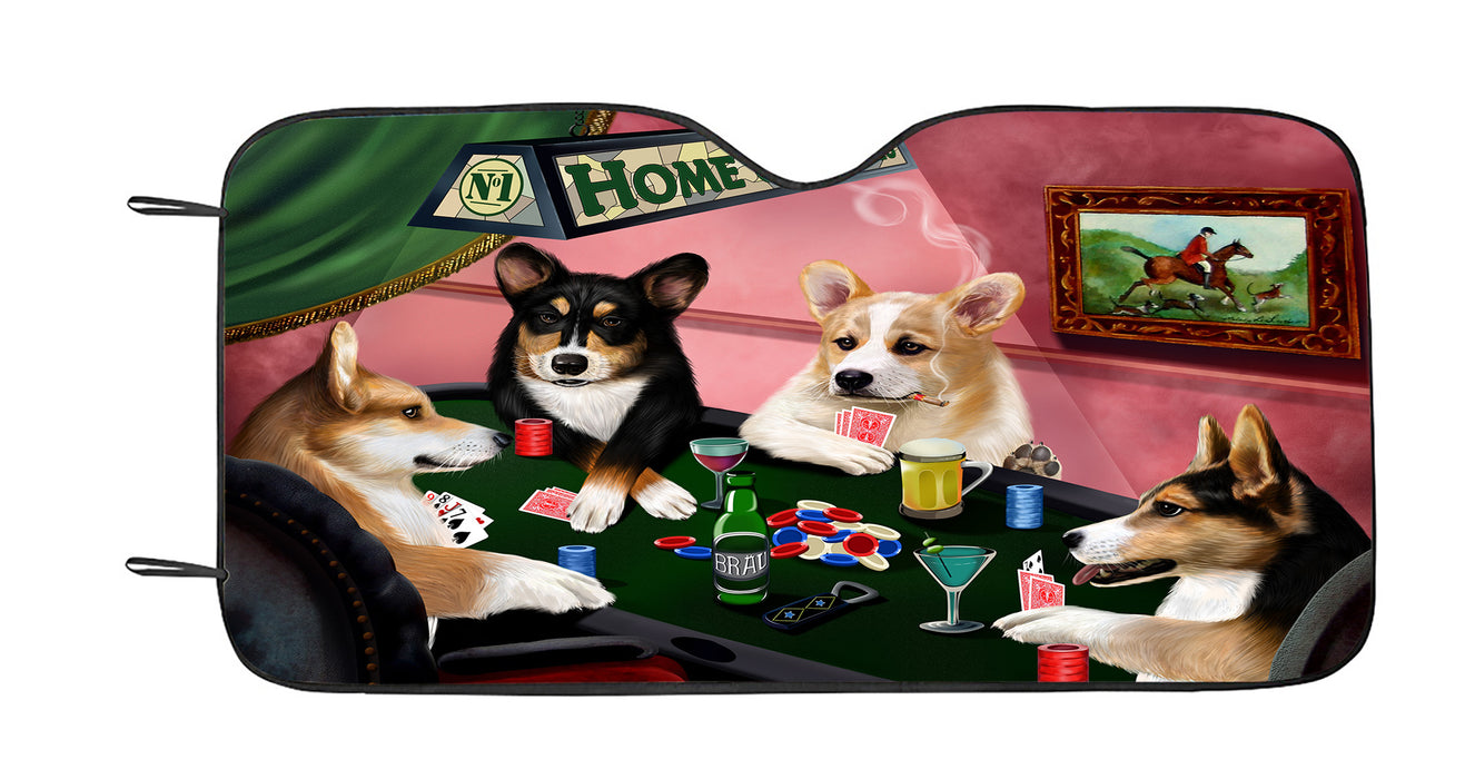 Home of  Corgi Dogs Playing Poker Car Sun Shade