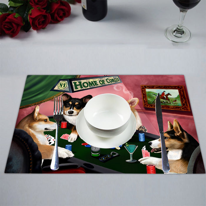 Home of  Corgi Dogs Playing Poker Placemat