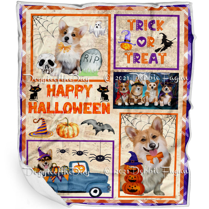 Happy Halloween Trick or Treat Corgi Dogs Blanket BLNKT143740