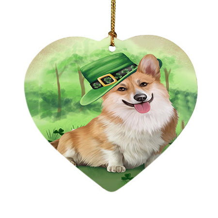 St. Patricks Day Irish Portrait Corgie Dog Heart Christmas Ornament HPOR48786