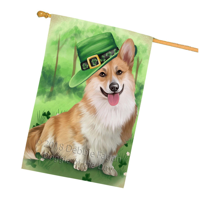 St. Patricks Day Irish Portrait Corgie Dog House Flag FLG48751