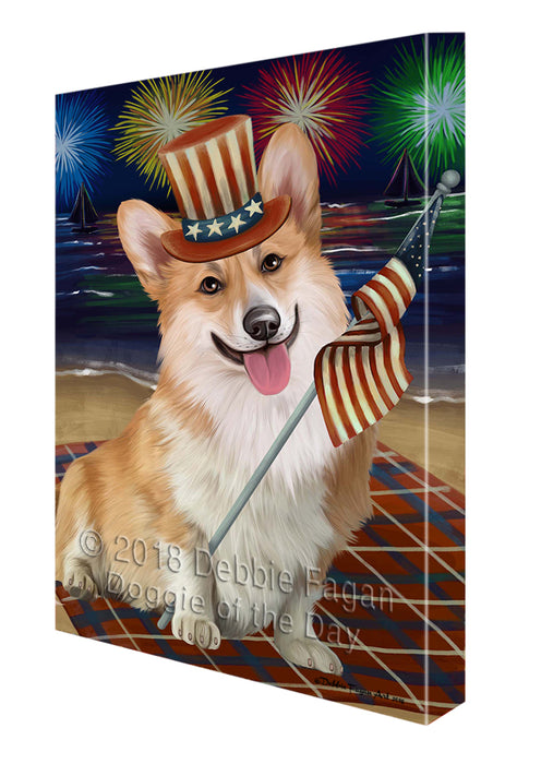 4th of July Independence Day Firework Corgie Dog Canvas Wall Art CVS55614