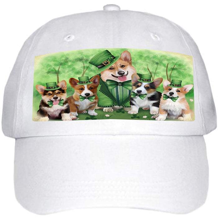 St. Patricks Day Irish Family Portrait Corgies Dog Ball Hat Cap HAT50094