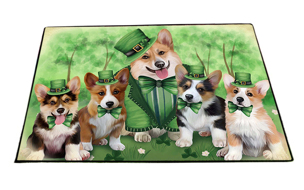 St. Patricks Day Irish Family Portrait Corgies Dog Floormat FLMS49324 Floormat FLMS49341